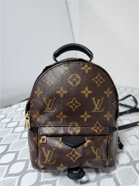 louis vuitton backpack mini used // Brown & Black Palm Springs Monogram  VSP Consignment positional Shoulder Strap. Louis Vuitton Palm Springs Mini